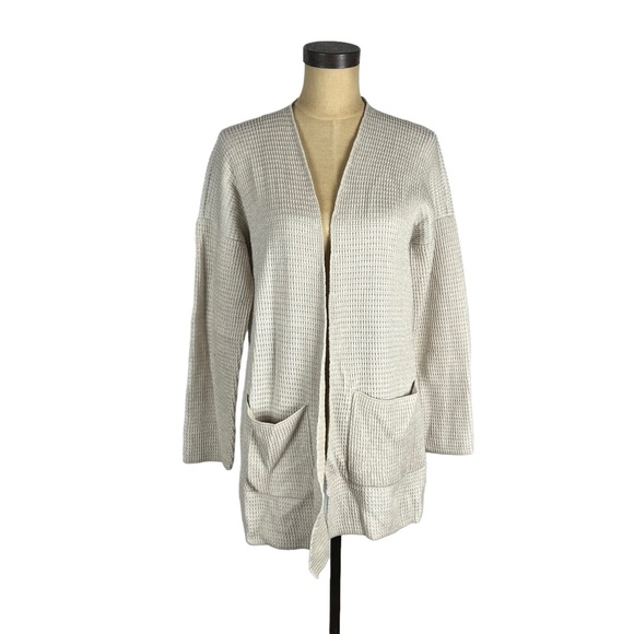 Eileen Fisher Sweaters - Eileen Fisher women’s beige waffle knit long sleeve cardigan S